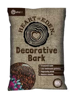 Heart of Eden Decorative Bark is a long-lasting natural bark that can be used as ornamental ground cover for beds and borders, and provides a clean visual background that will showcase flowers and foliage when used as a mulch. 