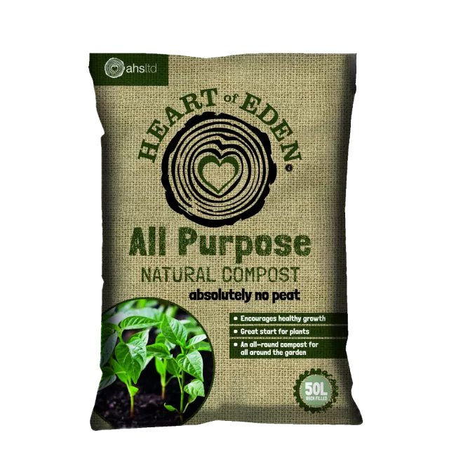 Heart of Eden All Purpose Natural Compost is a premium quality compost, enriched with naturally occurring nutrients and balanced fertiliser levels to ensure healthy and vigorous plants at all stages of growth. 