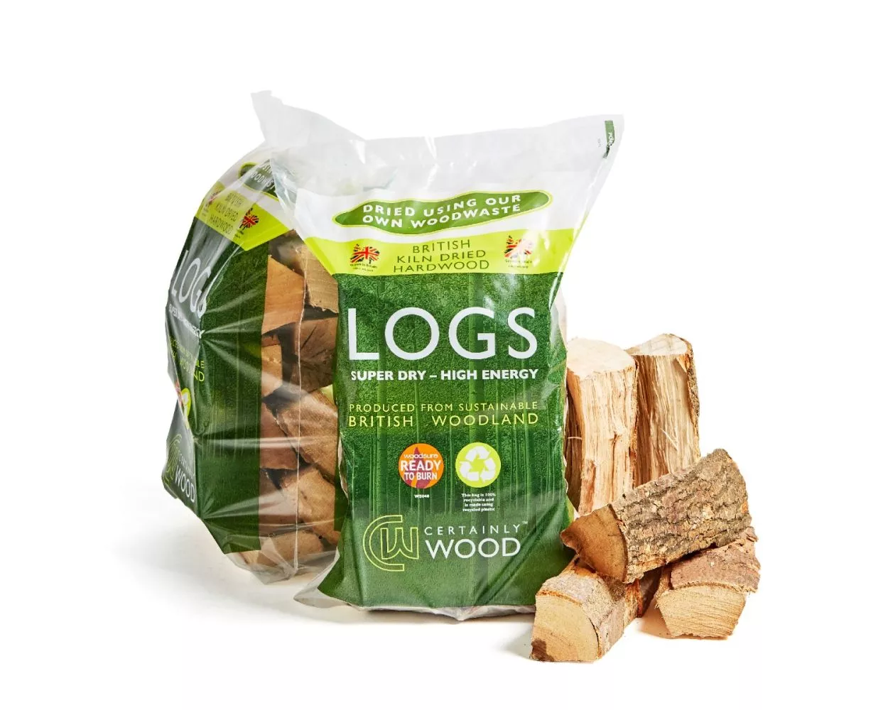 Kiln Dried Logs Firewood Small Bag Log size 25cm London Lawn Turf Company